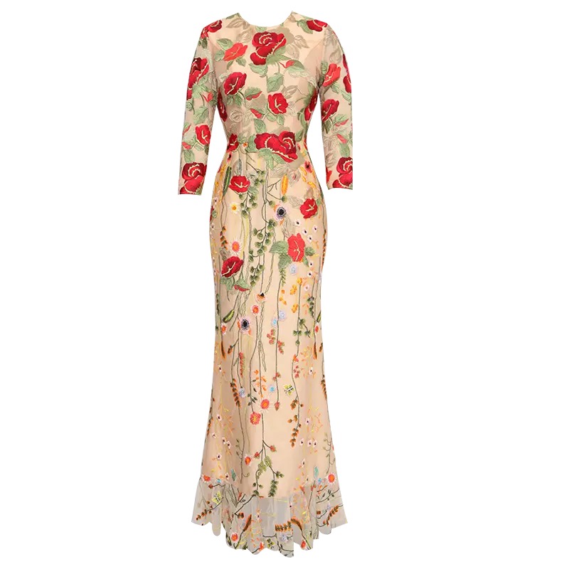 Floral Embroidered Dress – Christine Liu