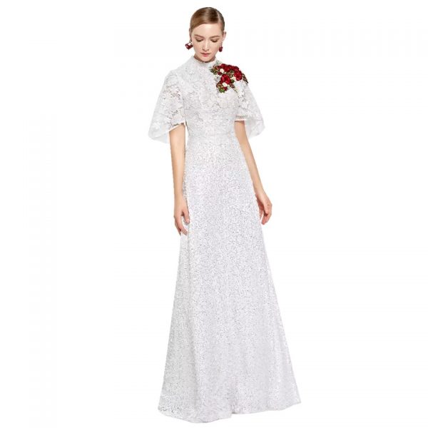 Embroidered Lace Long Dress