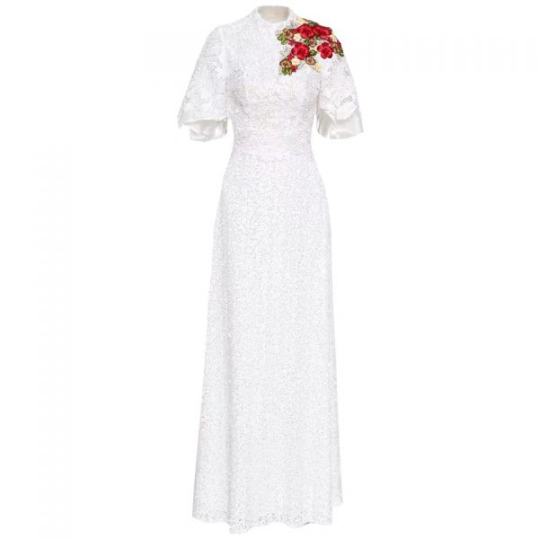 Embroidered Lace Long Dress - Image 2