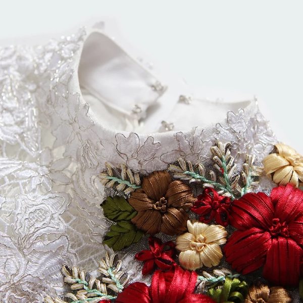 Embroidered Lace Long Dress - Image 3